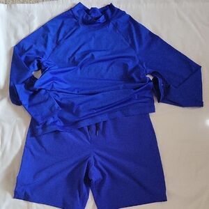 Lands' End Blue Rash Guard And Board Shorts